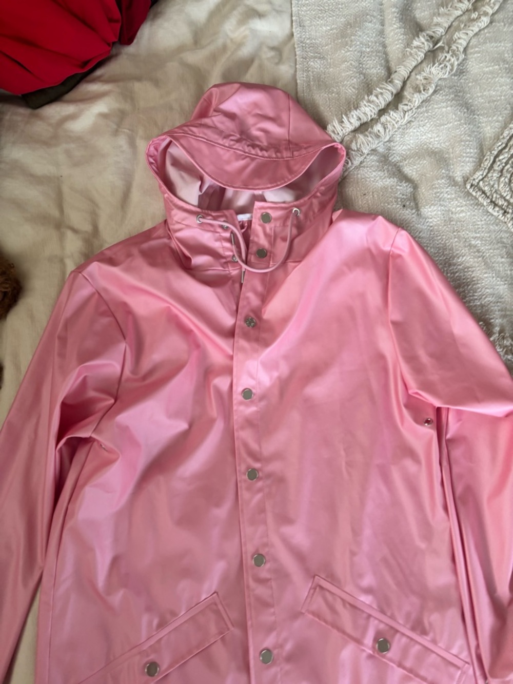 RAINS - Pink Hooded Rain Jacket